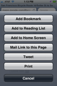 iPhone Bookmark Options